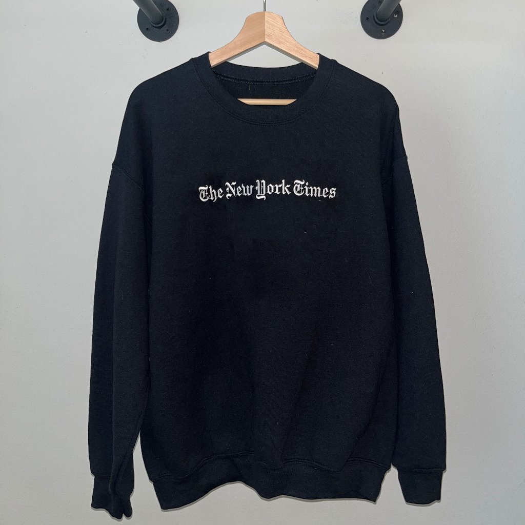 Black White The New York Times Newspaper Journalism Crewneck Sweatshirt